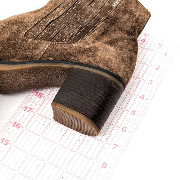 Mephisto Graziela Western Chelsea Brown Suede Leather Heel Ankle Boots sz 11 - Picture 5 of 7